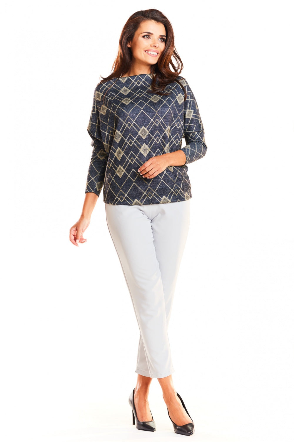 Navy Yellow Romby Blouse