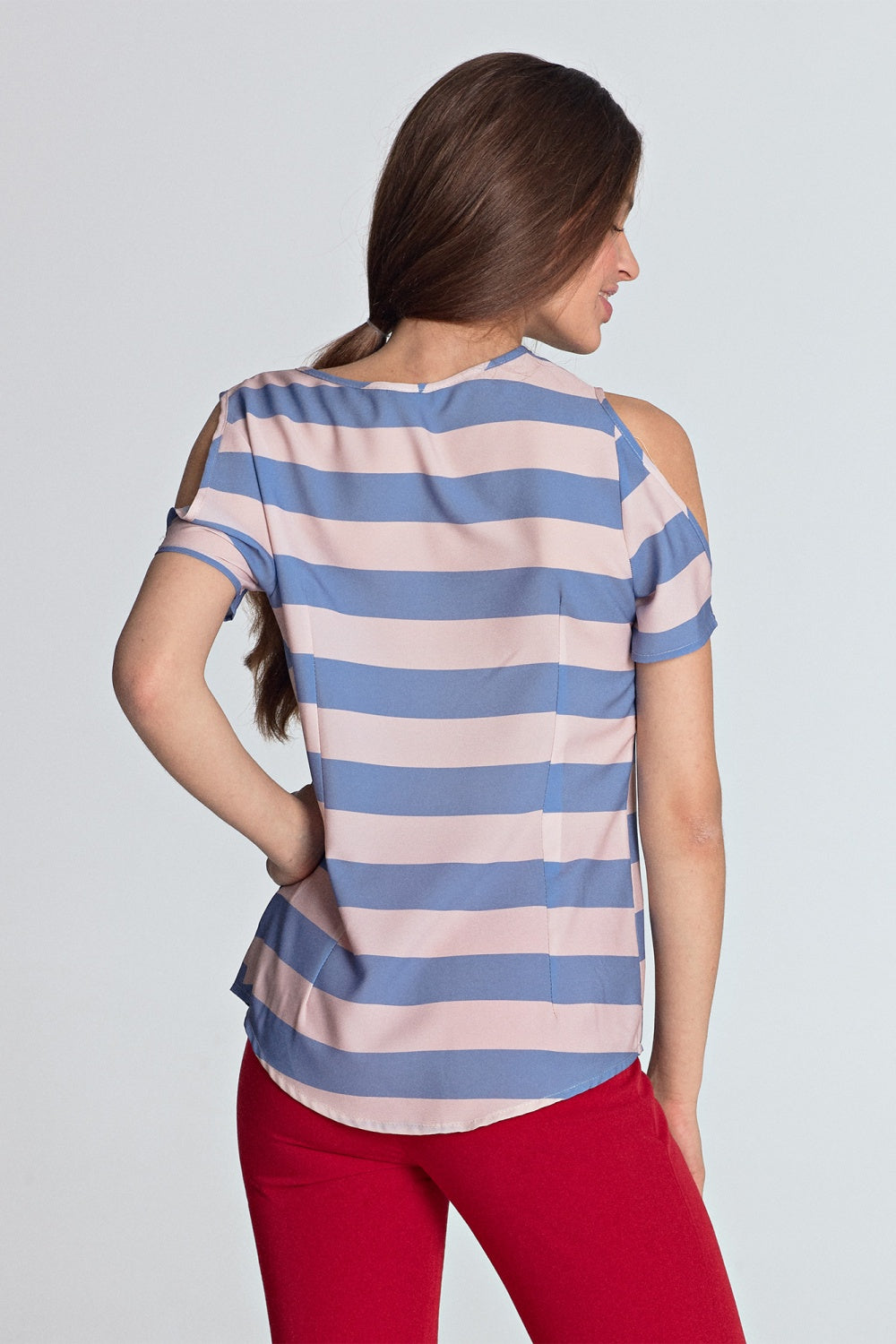 wycięciami na ramionach B Violet Paski Blouse