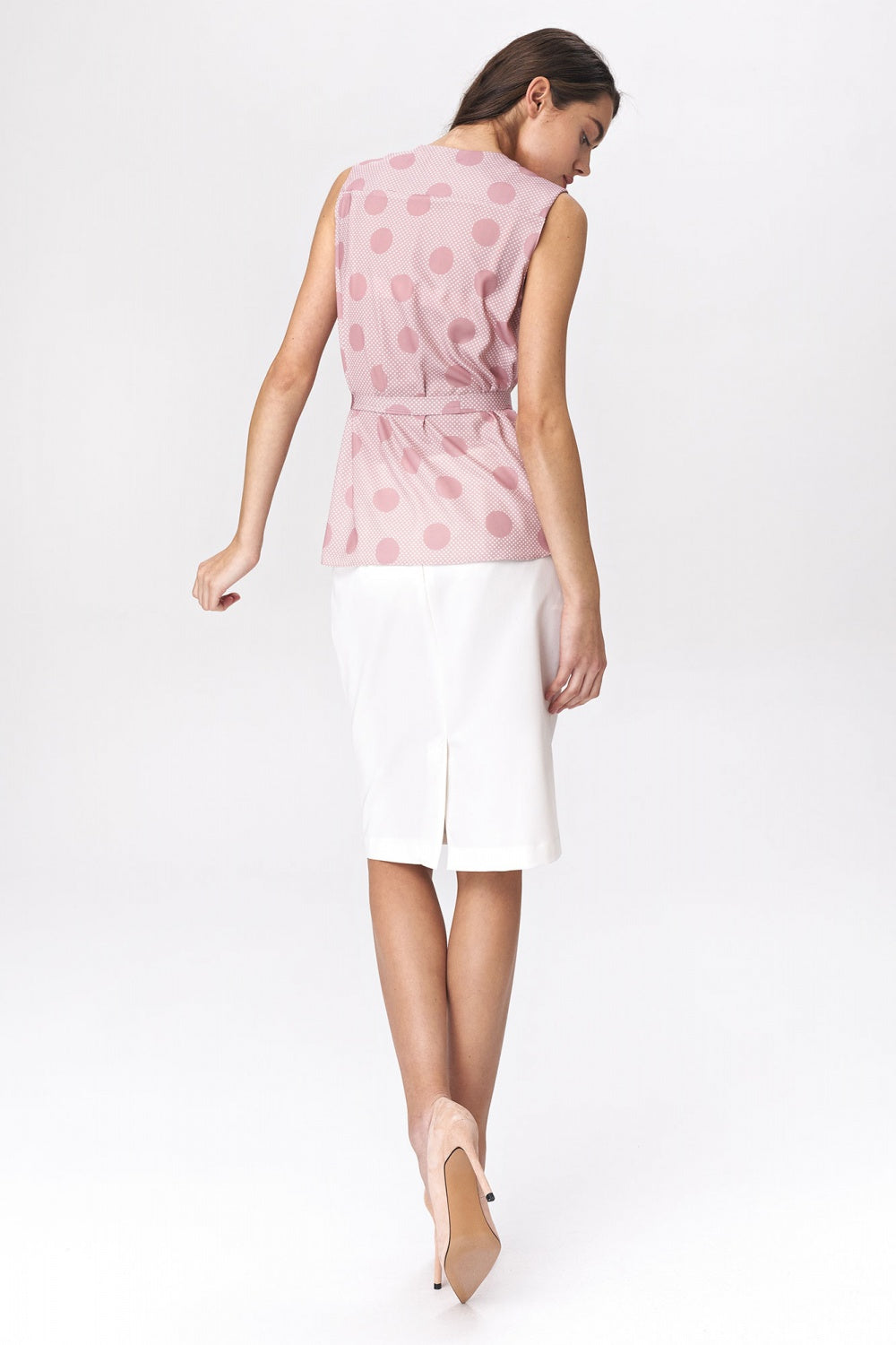 bluzka bez rękawów B Pink Grochy Shirt