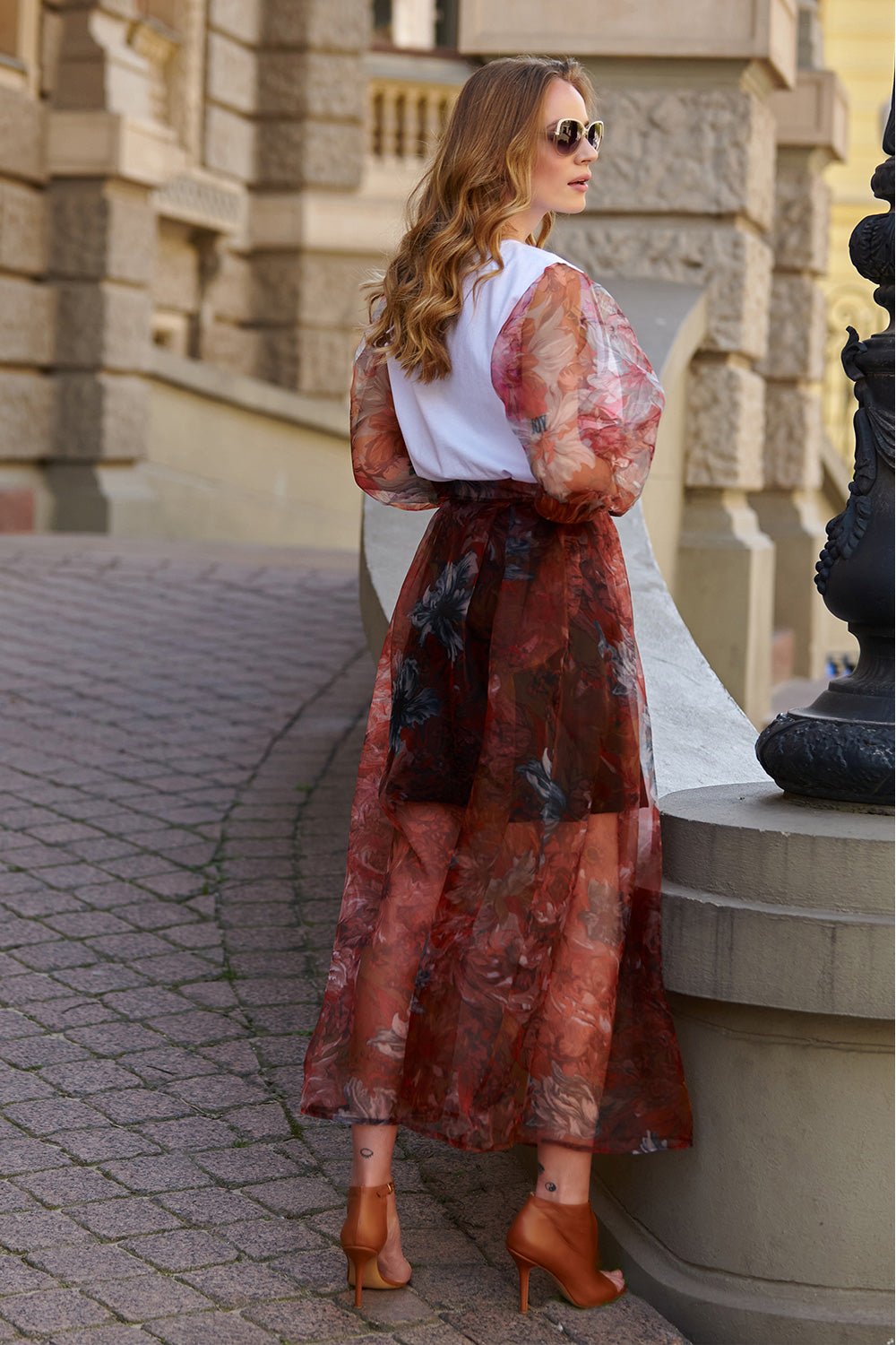 Bordo Flowers Long skirt
