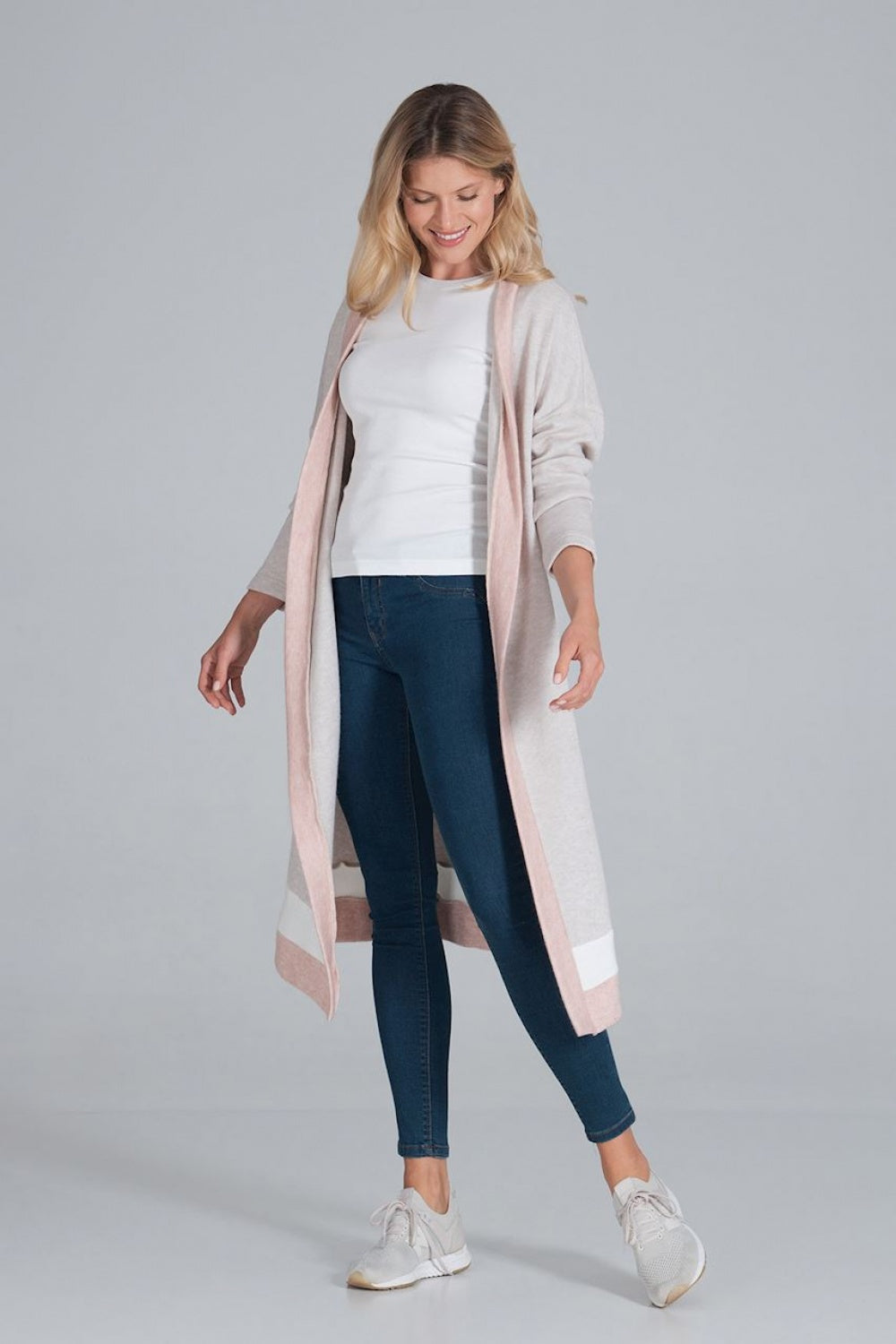Beige Pink White Cardigan