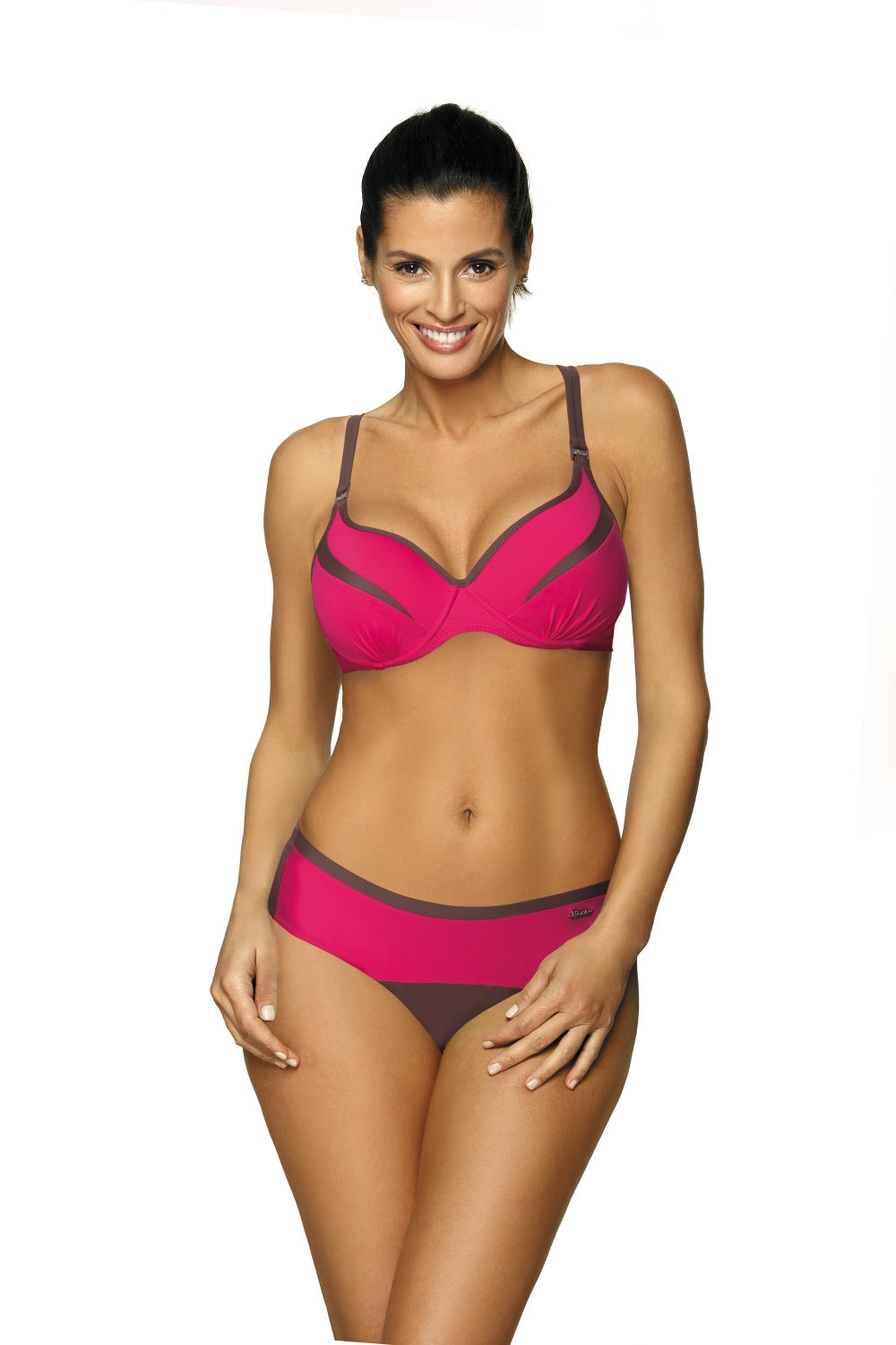Barbara Dark Taupe-Razberry Malina Brown Swimsuit two piece