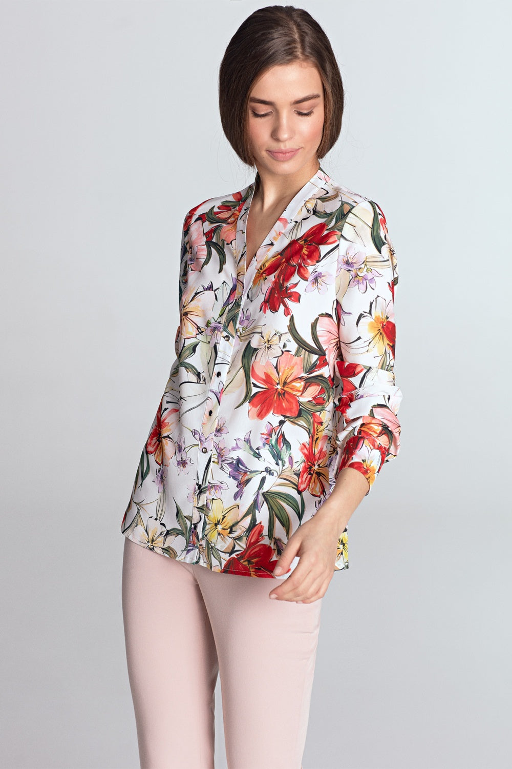 złotymi napami B Flowers Ecru Long sleeve shirt