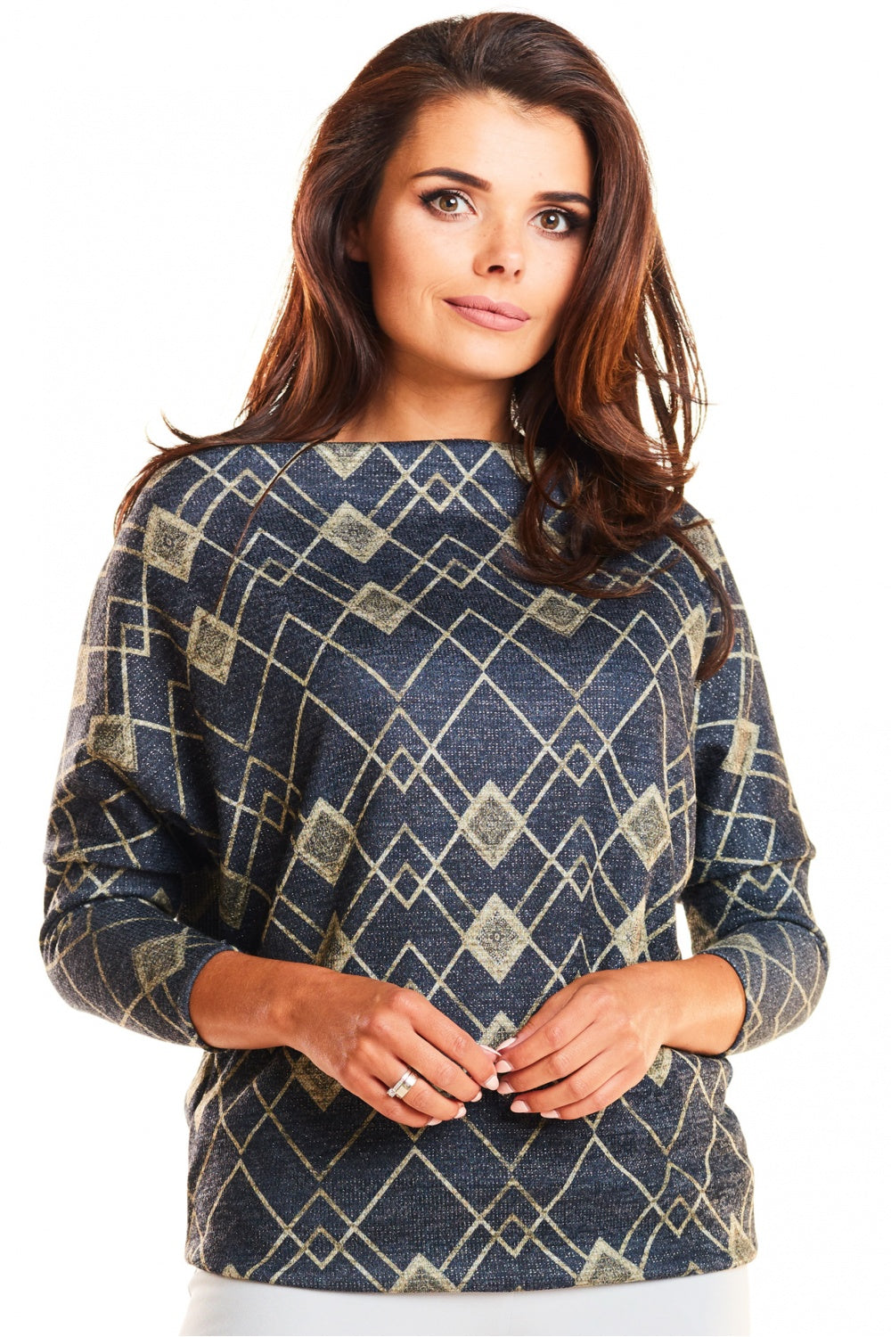 Navy Yellow Romby Blouse