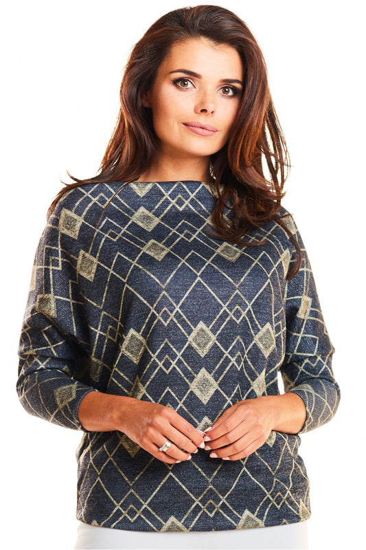 Navy Yellow Romby Blouse
