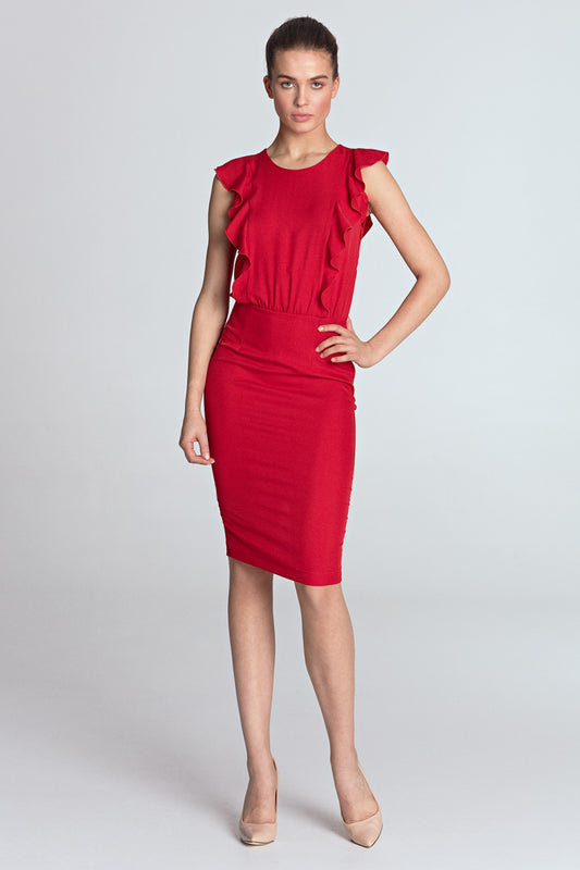 z pionowymi falbanami S Red Daydress