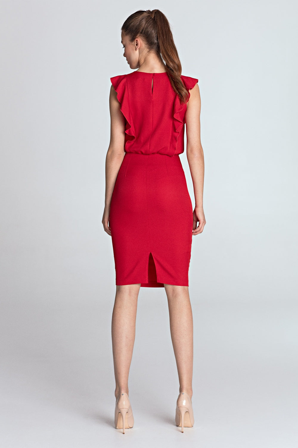 z pionowymi falbanami S Red Daydress