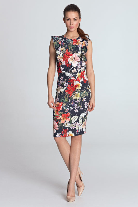 z falbanami S Flowers Navy Daydress