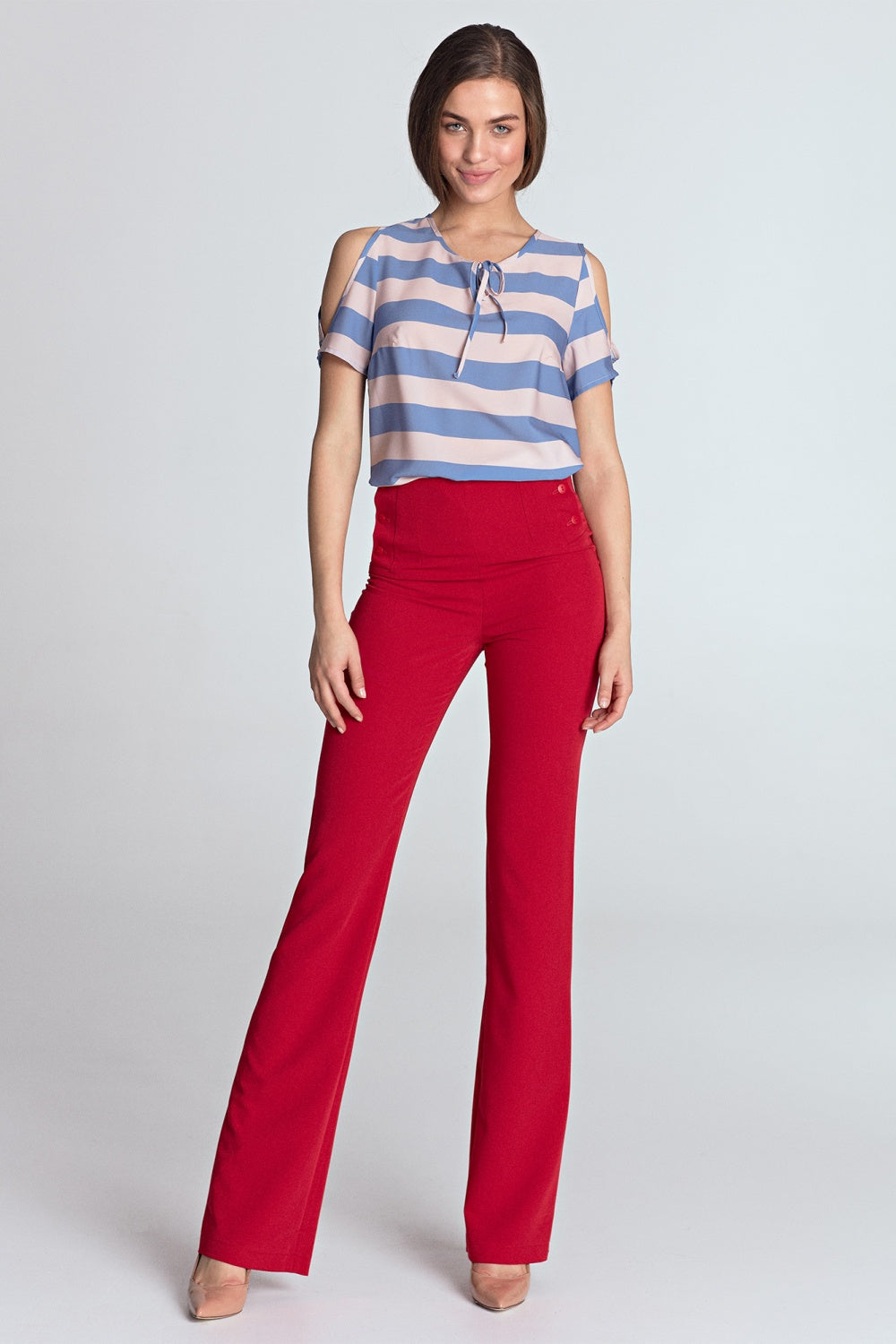 wycięciami na ramionach B Violet Paski Blouse