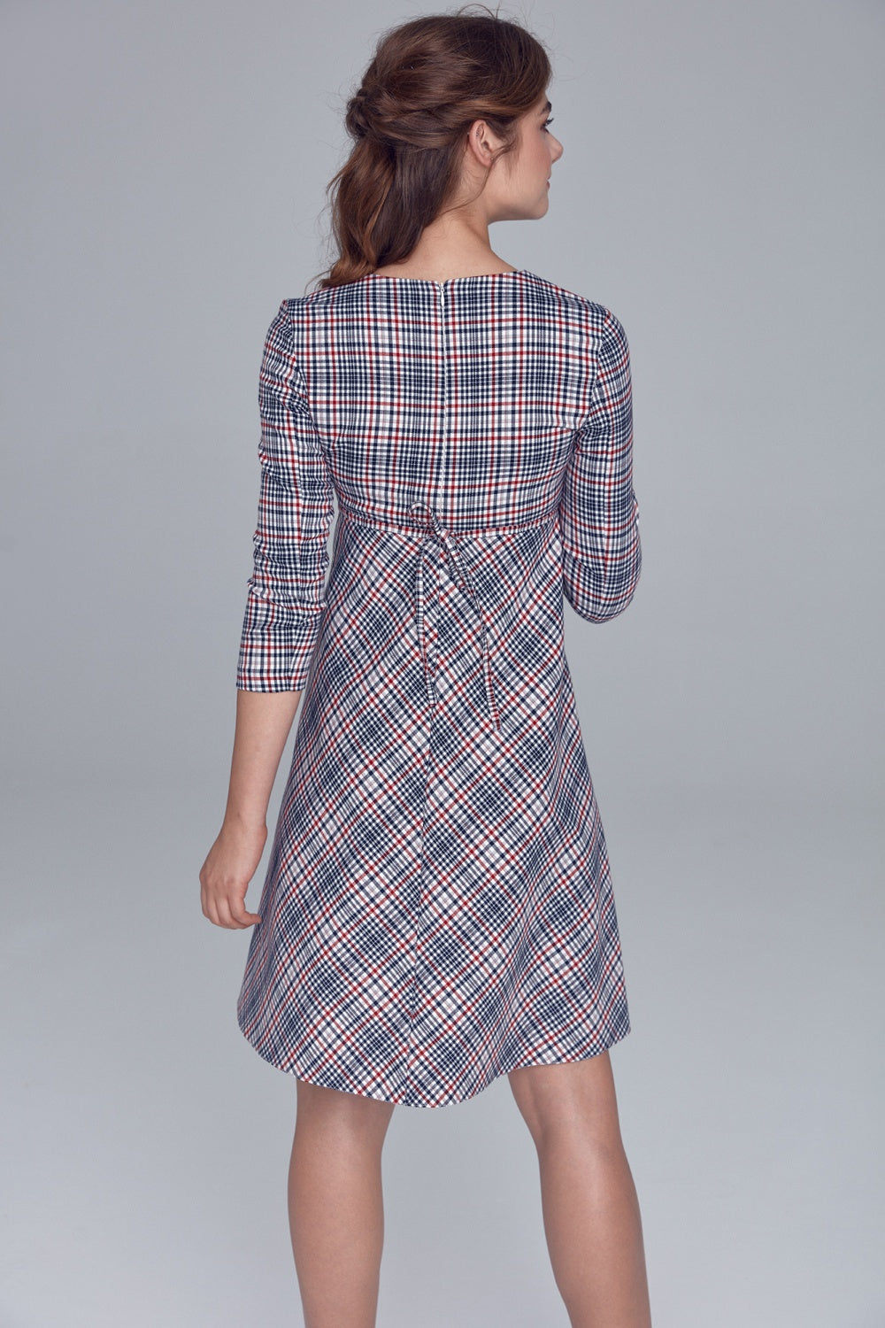 pod linią biustu S Krata Pepitko Daydress