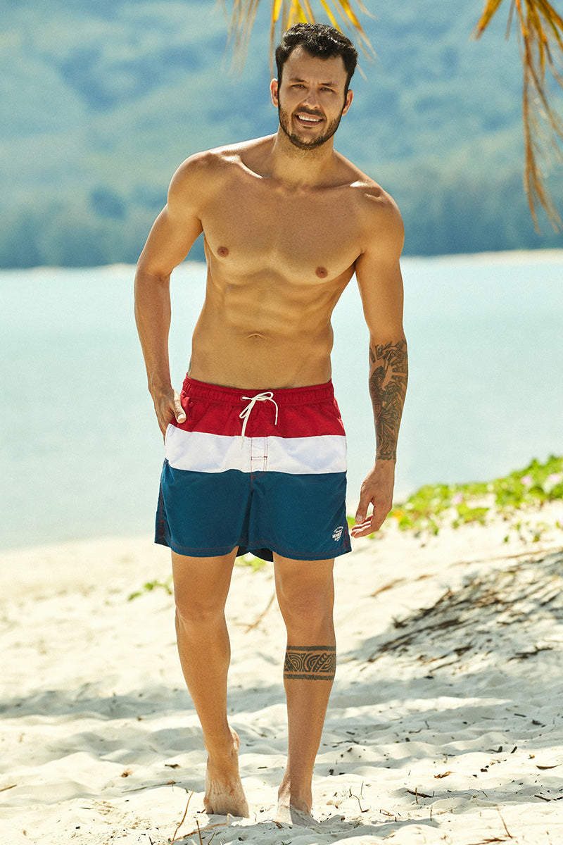 Navy Red Swimming trunks