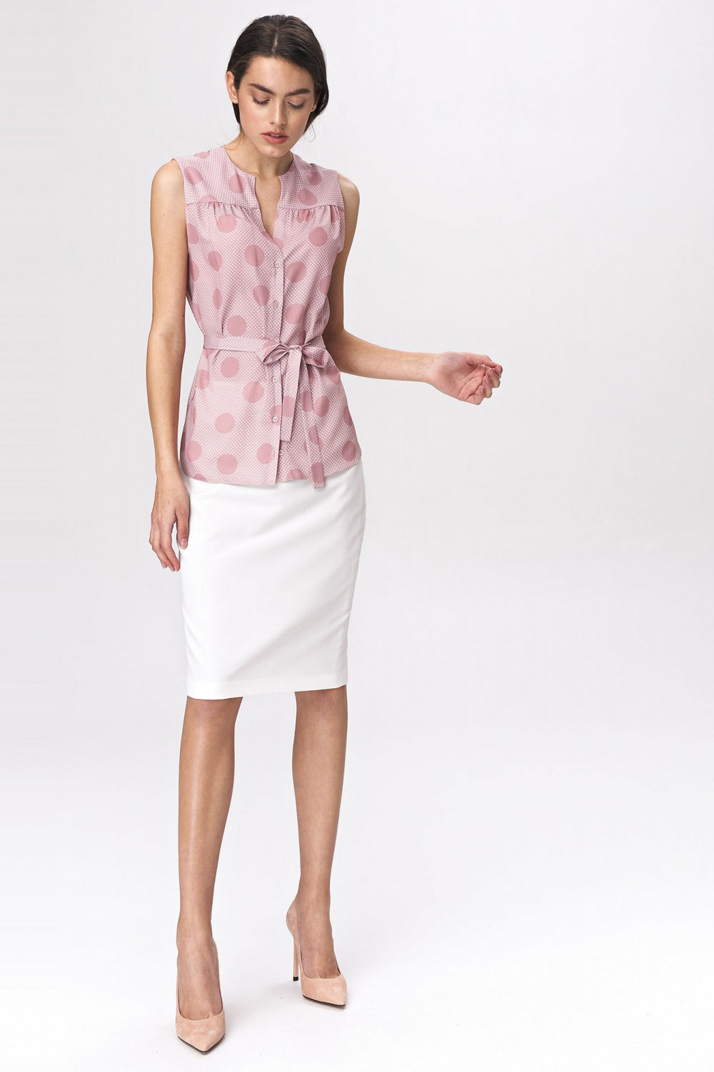 bluzka bez rękawów B Pink Grochy Shirt