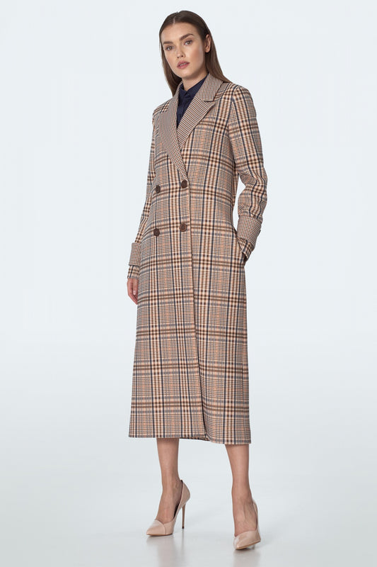 w beżową kratę PL Beige Krata Coat