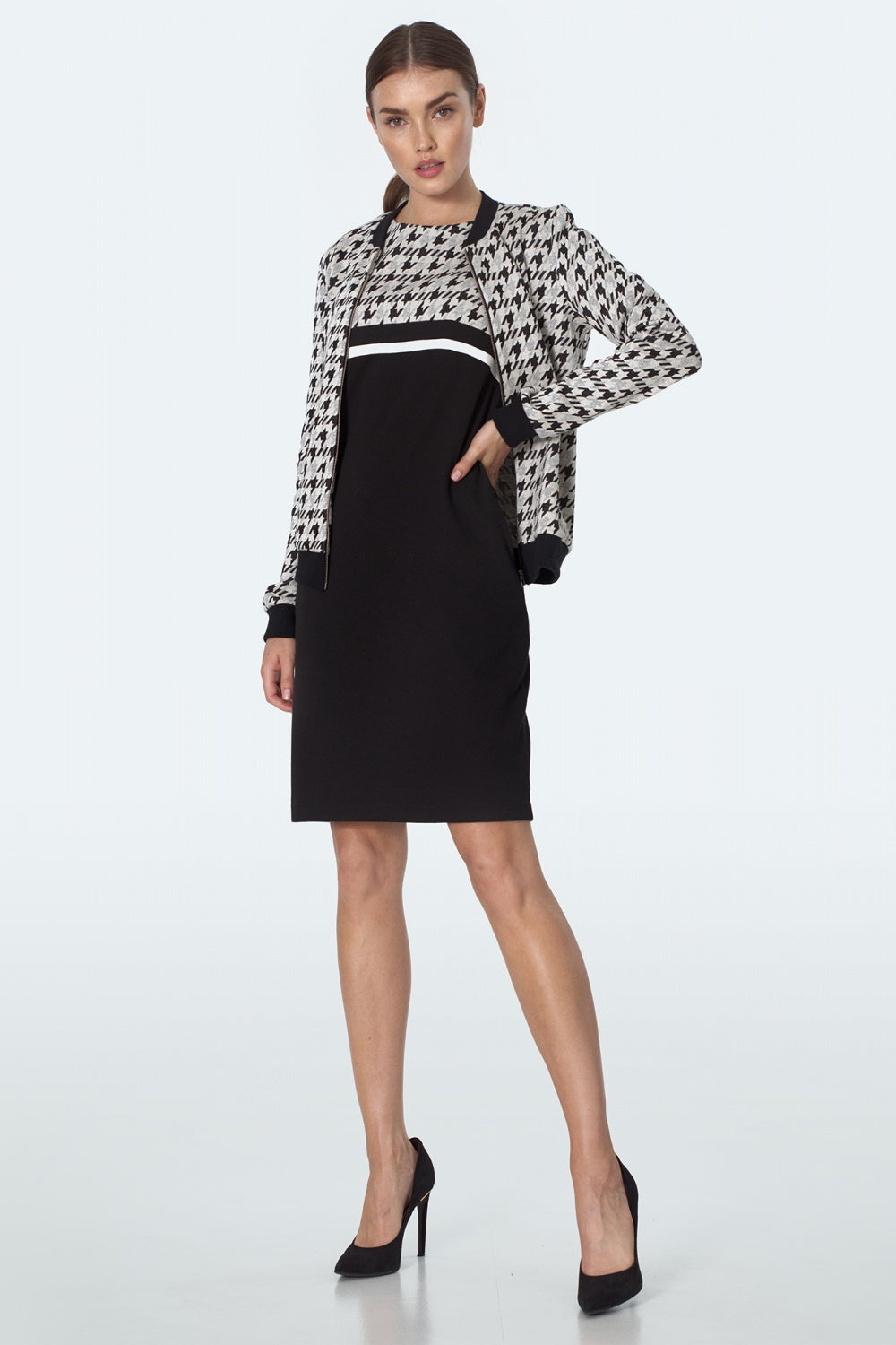 z kieszeniami we wzór S Pepitko Daydress