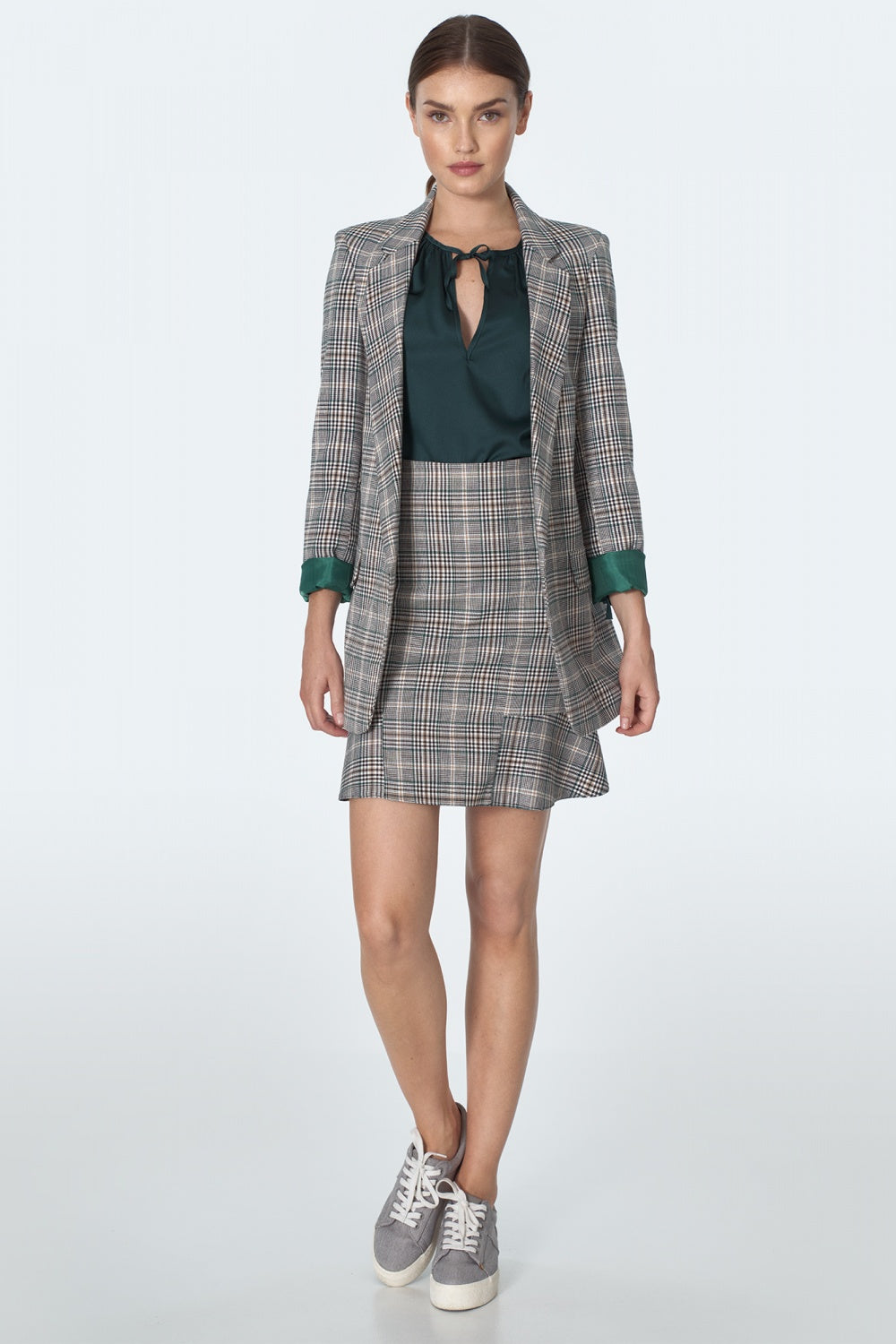 z falbanką w zieloną kratę SP Krata Skirt