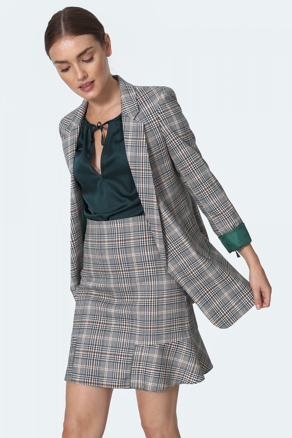 z falbanką w zieloną kratę SP Krata Skirt