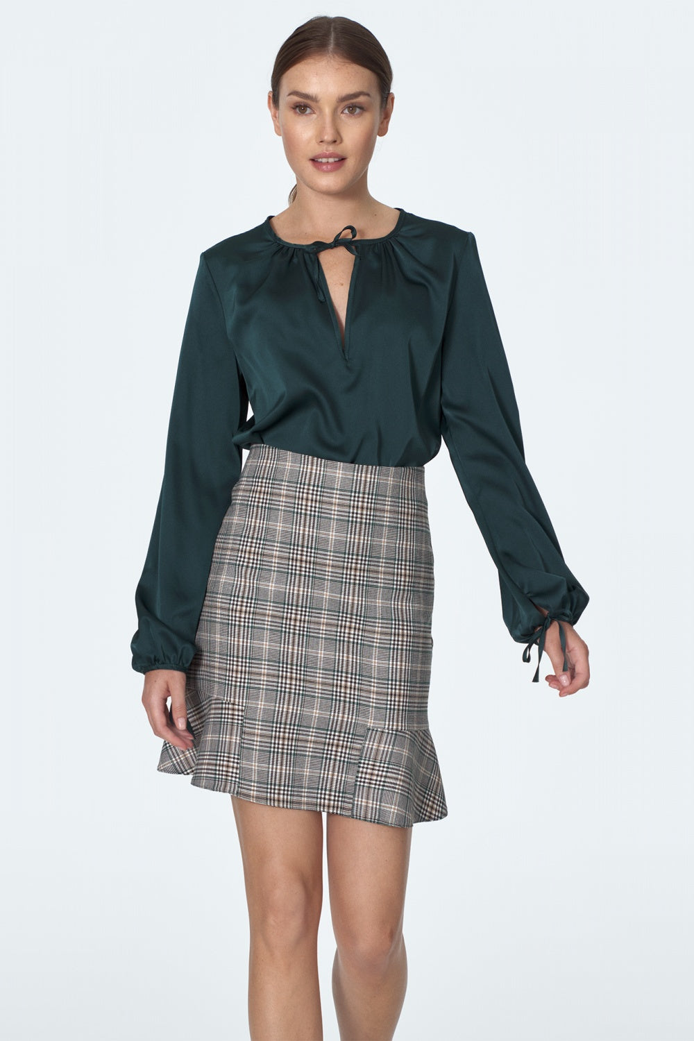 z falbanką w zieloną kratę SP Krata Skirt