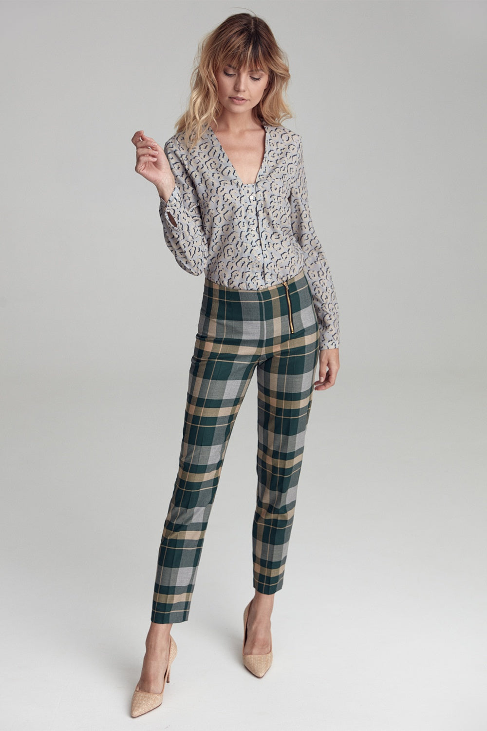 w zieloną kratę SD Krata Women trousers