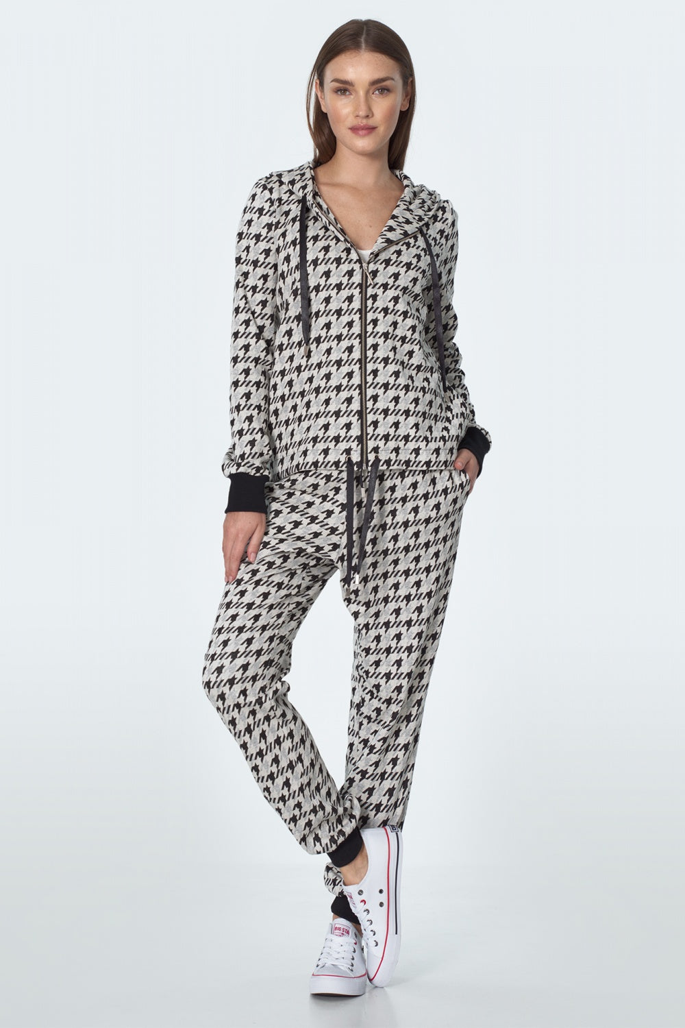 z kapturem we wzór pepitko BL Pepitko Sweatshirt