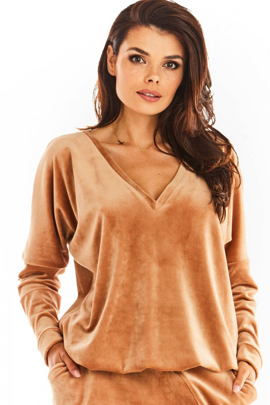 Beige Welur Sweatshirt