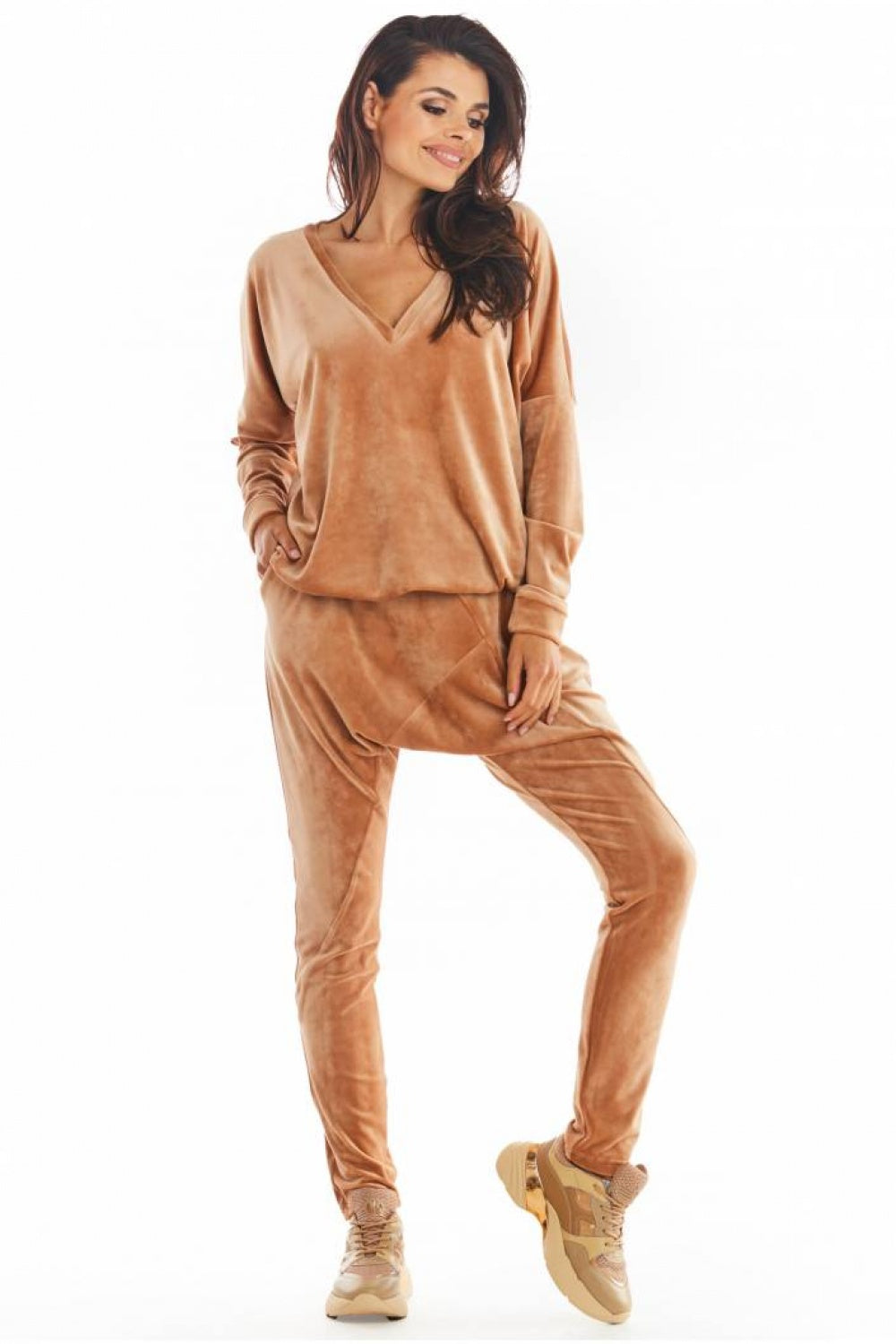 Beige Welur Sweatshirt