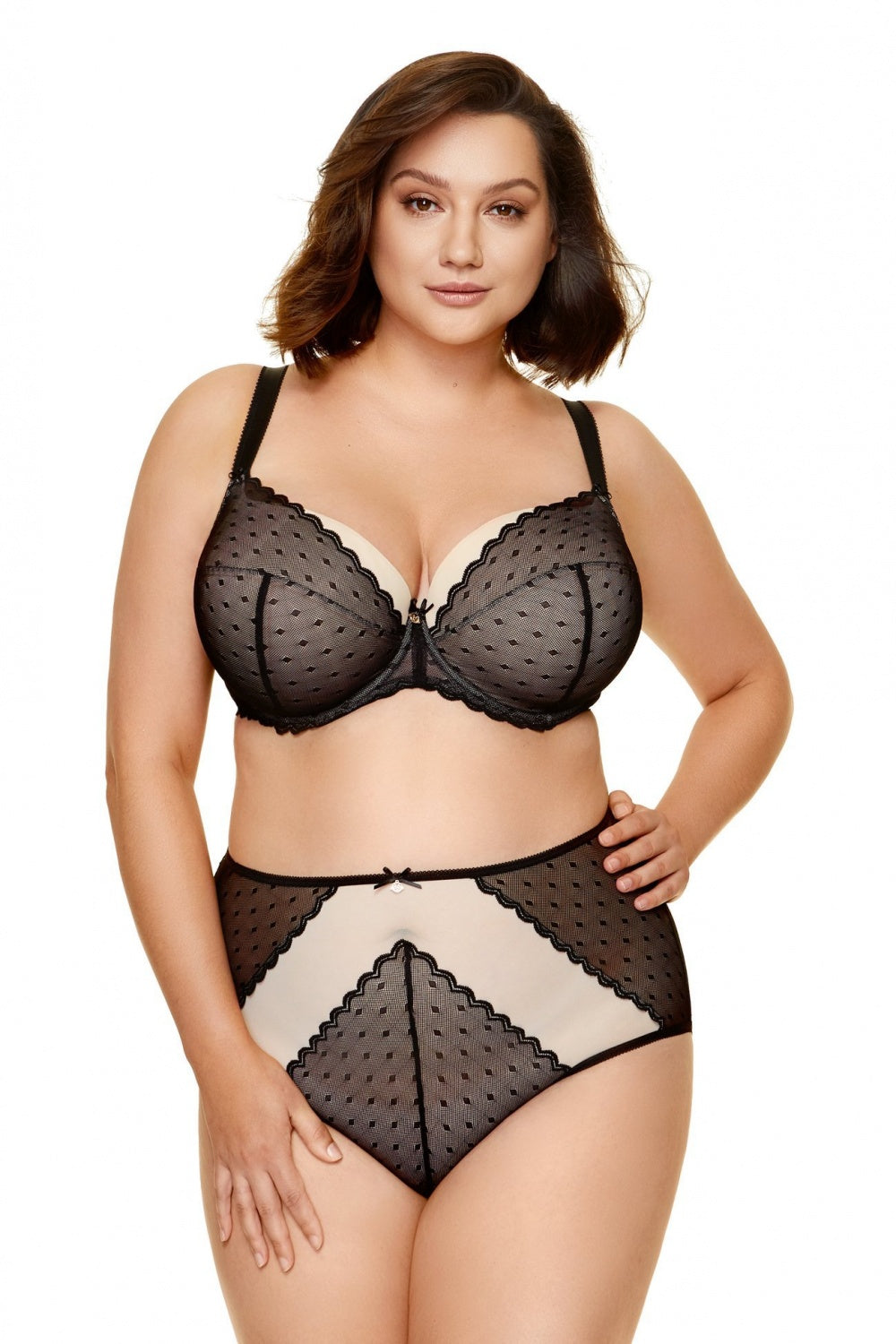 B Black Beige Padded bra