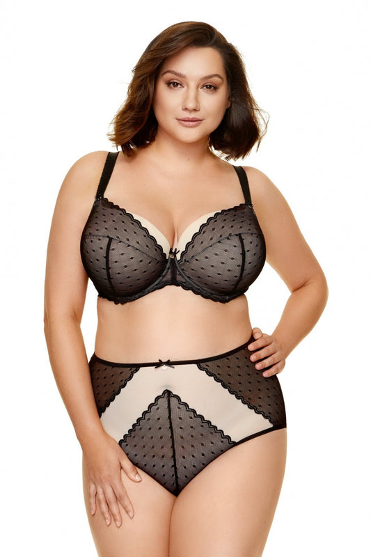B Black Beige Padded bra
