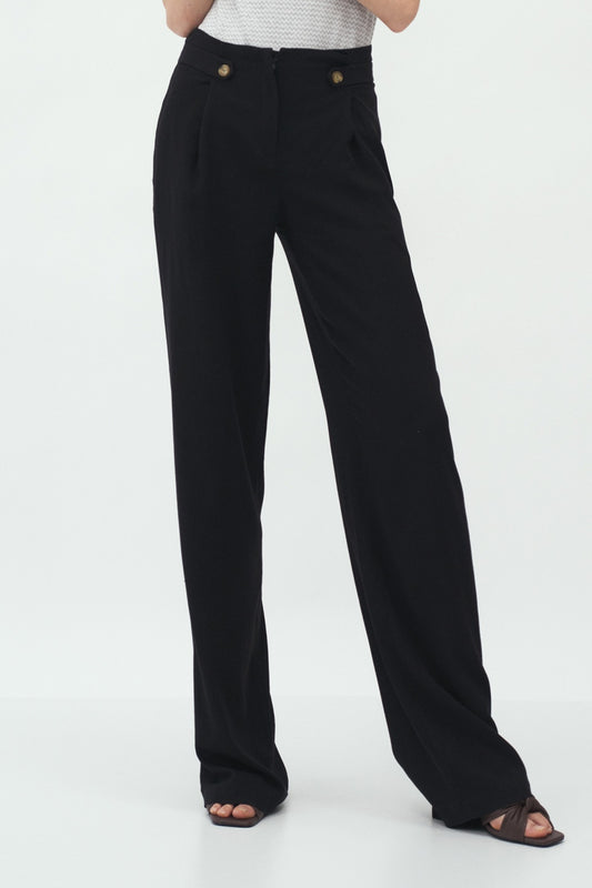 z zakładkami typu palazzo SD Black Women trousers