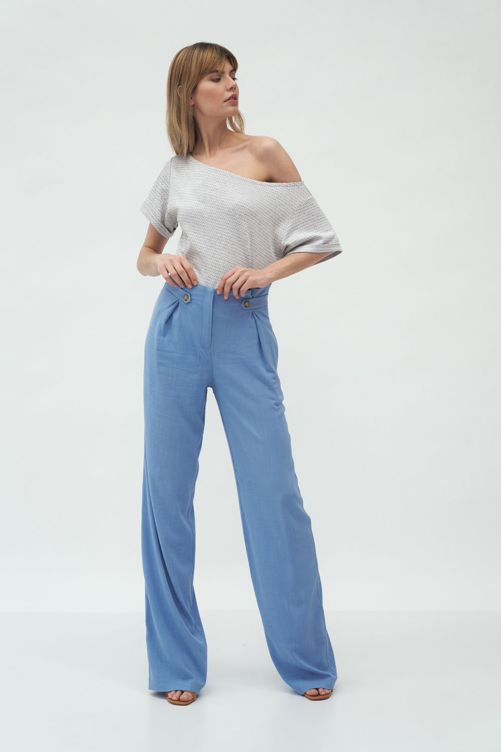 spodnie z zakładkami typu palazzo SD Blue Women trousers