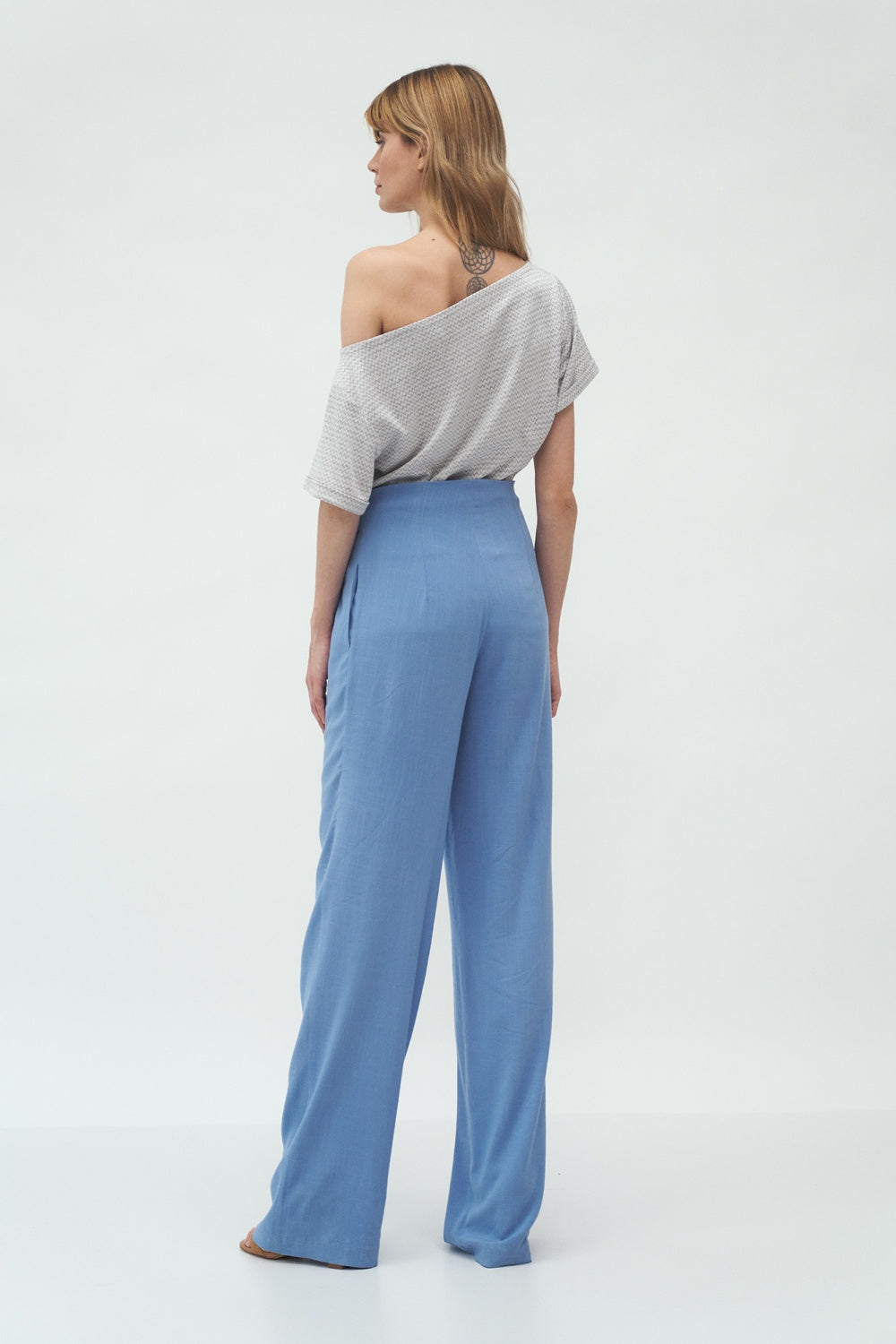 spodnie z zakładkami typu palazzo SD Blue Women trousers
