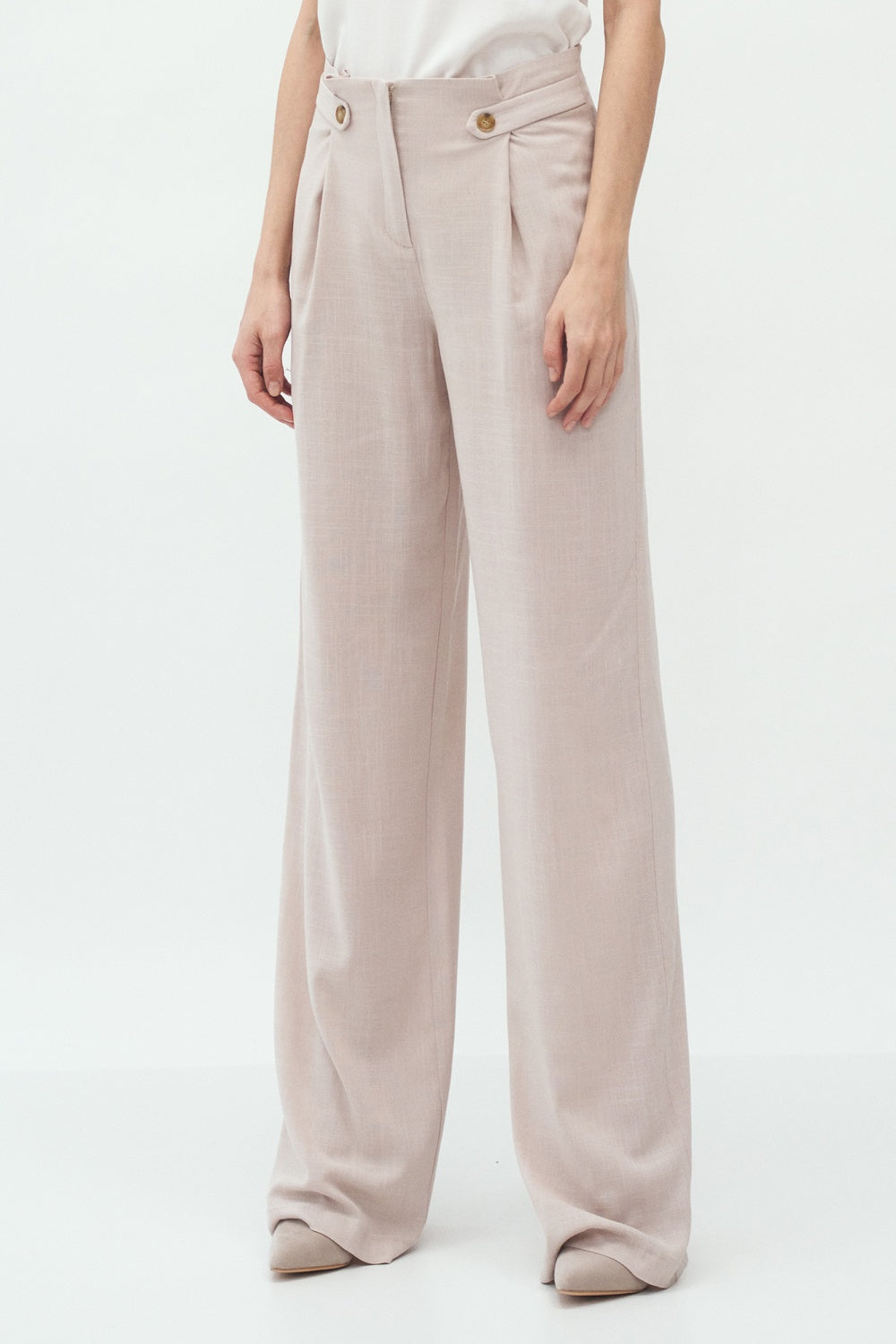 z zakładkami typu palazzo SD Beige Women trousers