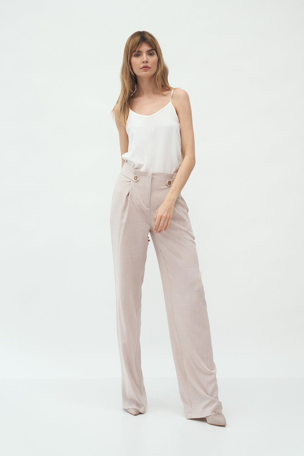 z zakładkami typu palazzo SD Beige Women trousers