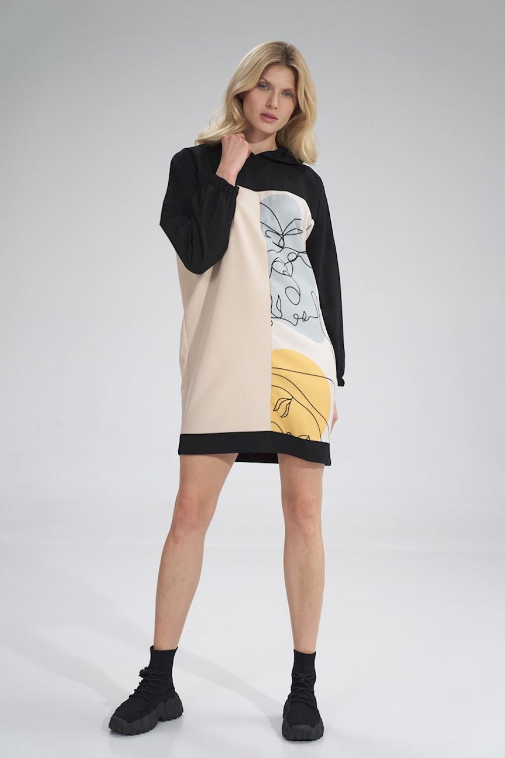 Black Beige Wzór Daydress