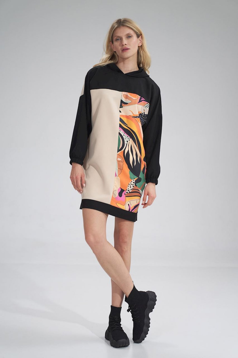 Black Beige Wzór Daydress