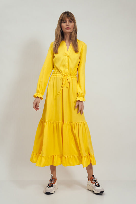 sukienka z falbanką S Yellow Daydress