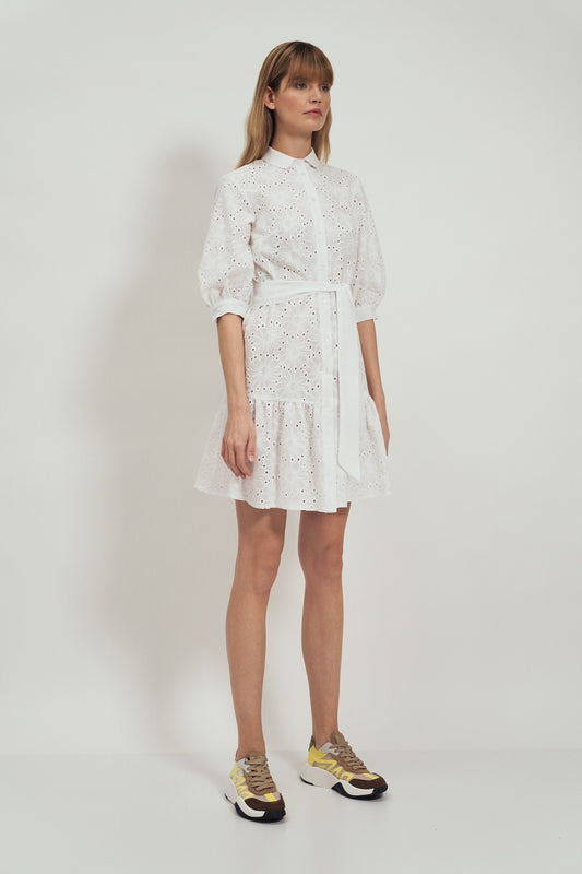 sukienka z falbaną S White Daydress