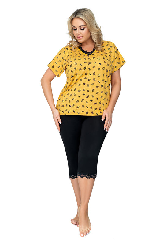 Plus Size Musztard Pyjama