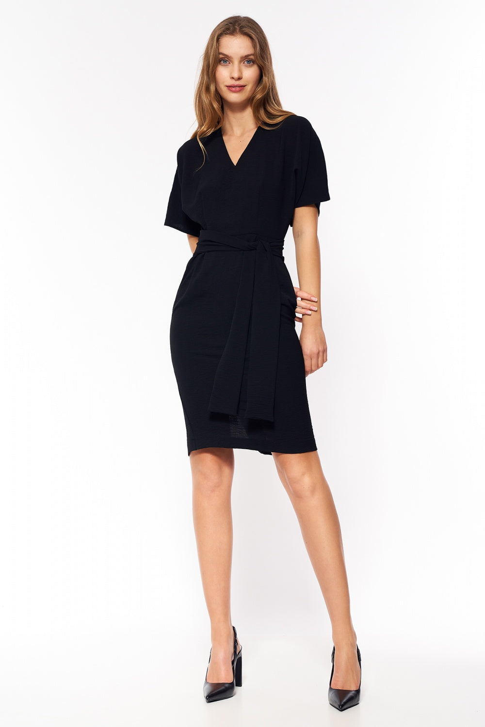 sukienka z wiązaniem w pasie S Black Daydress