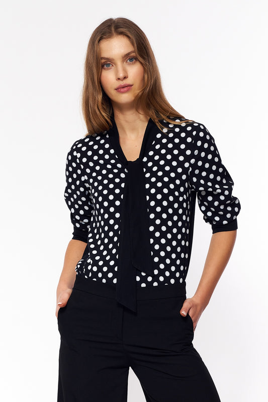 z wiązaniem B Black Grochy Blouse